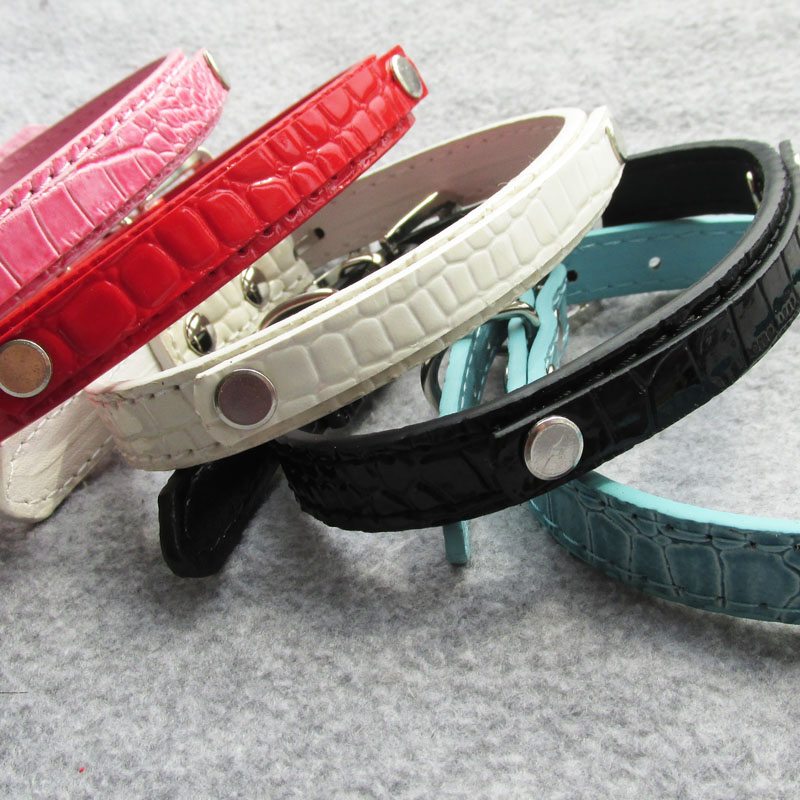 10pcs/lot PU Leather Pet Dog Collars with Slide Bar Suitable for 10mm Slide Letters Charms