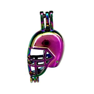 10 pcs/lot arc-en-ciel couleur casque de Football américain perles Cage médaillon pendentif diffuseur aromathérapie parfum huiles essentielles diffuseur