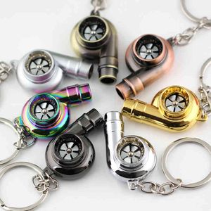 10 stks / partij Real Fluitje Geluid Turbo Sleutelhanger Mouw Bearing Spinning Model Turbine Turbocharger Sleutelhanger Ring Keyfob Sleutelhanger