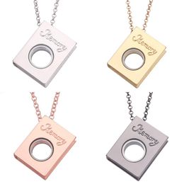 10pcs / lot Rectangle Mémoire flottante Photo Colliers pendentifs Colliers Clear Dictionary Relicario Chain Colllares Bijoux