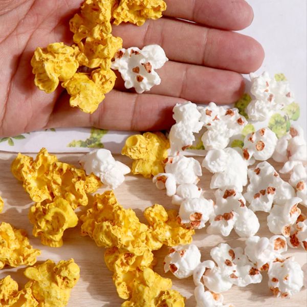 10pcs / lot résine 3D Popcorn Food Charms Breloque Kawaii Mignon Snack Pendant pour le téléphone Boîte de décoration