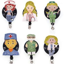 Sleutelhangers 10 stks / partij Scrubs Badge Reel Intrekbaar voor ID met Alligator Clip1