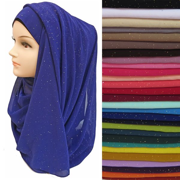 10 pcs/lot brillant paillettes paillettes couleur unie femmes Hijab écharpe châle musulman chapeaux Wrap S18101904