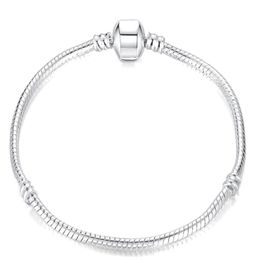 10pcs lot Silver Plated Bangle Bracelets Snake Chain with Barrel Clasp For DIY European Beads Bracelet C16 218S