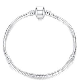 10pcs / lot Bracelets de bracelet plaqué argent Chaîne de serpent avec fermoir en baril pour bricolage Bracelet de perles européennes C16360a