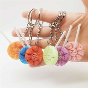 10 Pcs/Lot Simulation Coloré Sucette Porte-clés Fille Mignon Bonbons Couleur Rond De Voiture Porte-clés Porte-clés Résine Porte-clés Cadeau llaveros G1019