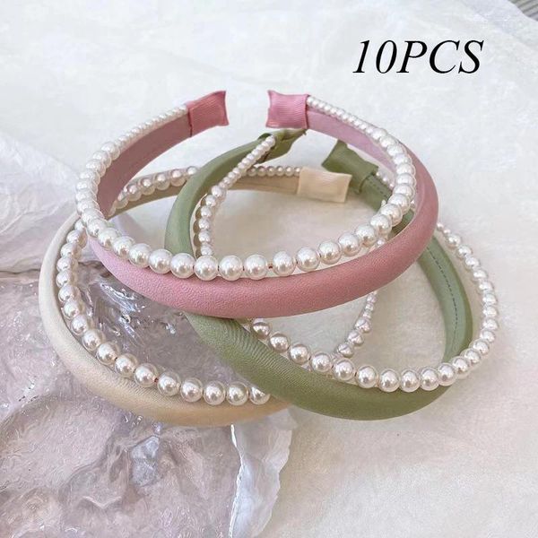 Cerceau de cheveux à Double pont en perles de Simulation, 10 pièces/lot, bandes simples et élégantes, accessoires de couvre-chef pour filles coréennes, vêtements quotidiens