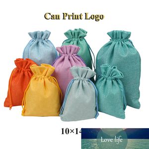 10 stks / partij zeep verpakking pouches cosmetische jute tassen voor lip glanst koffiebonen opslag sachet wimpers zak kan aangepast logo