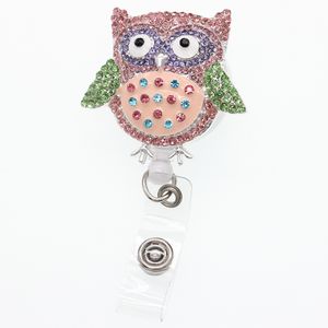 10pcs/veel schattige sleutelringen Rhinestone verpleegkundige arts Symbool Animal Bird Owl Eagle Vorm intrekbare badge houder met alligator clipnaam badge reel reel