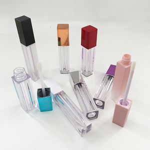 10 unids/lote tubo cuadrado de plástico transparente para lápiz labial DIY contenedores de brillo de labios botella Envase Cosmético Vacío herramienta tubo de brillo de labios