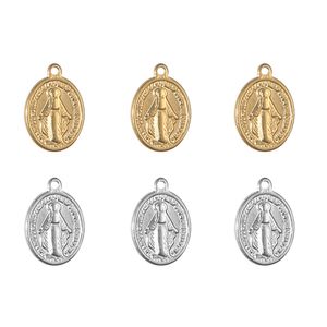 10pcs / lot en acier inoxydable Religieux étiquette ovale jesus charmes pour collier bricol