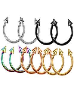 10 pcs/lot acier oreille Helix piercing sourcil lage mamelon nez Septum lèvre captive cerceau anneaux langue boucle d'oreille piercing bijoux 6298512