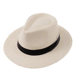 10 pcs/lot été plage vacances Panama Jazz chapeau crème solaire tissé à la main paille chapeau de soleil hommes femmes Hawaii décontracté parasol Gangster casquette 240325