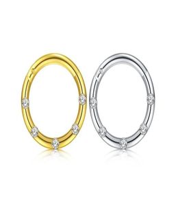 10pcs / lot Titanium gemmes SEACHESS HINGED Segment Ring Clicker Lage Nose / Lip / Ear Hoop Septum 16G Shine7897322