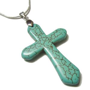 10 stks veel Turquoise Kruis Hanger Charms Kettingen Voor DIY Mode-sieraden Gift Craft T46 2834