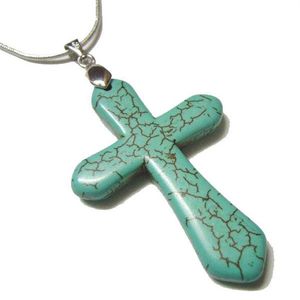 10 -stcs lot turquoise kruis hanger charmes kettingen voor doe -het -zelf mode -sieraden cadeau ambacht T46 304U