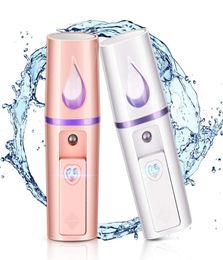 10 -st lot USB opladen Nano Mist Spray Facial Moisturerend instrument 20 ml gezichtsstoomboot Handige Atomisatie Meneer apparaat schoonheid T1130484