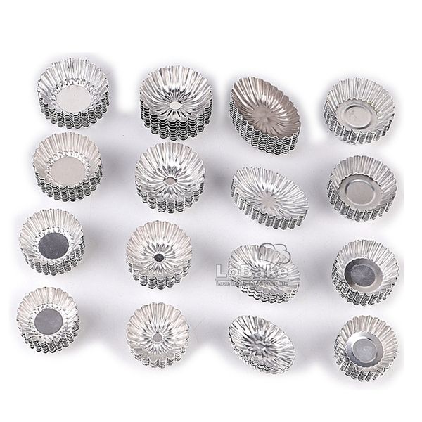 10 pcs/lot divers ondulé bord cannelé rond fleur ovale bateau forme aluminium tarte moule gelée pouding tasse moule casseroles bricolage outil de cuisson 0616