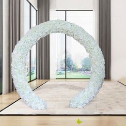 10 stks / partij bruiloft decoratieve witte kunstmatige rose zijde bloemen runner 3D bloem muur achtergrond Stage decoratie 40x60cm1