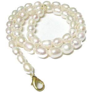 10 pièces/lot riz blanc perle d'eau douce collier de mode fermoir homard 16 pouces pour bricolage artisanat bijoux cadeau P01