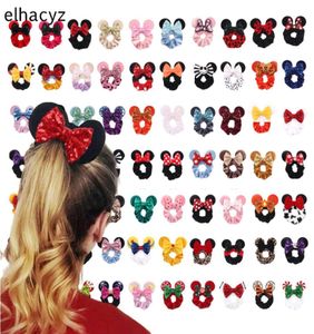 10pcs lot des femmes entières oreilles de souris Velvet Scrunchies Elastic Rubber Lies Girls Corde en queue de cheval Contrôle de cheveux Accessoires de cheveux 222461220