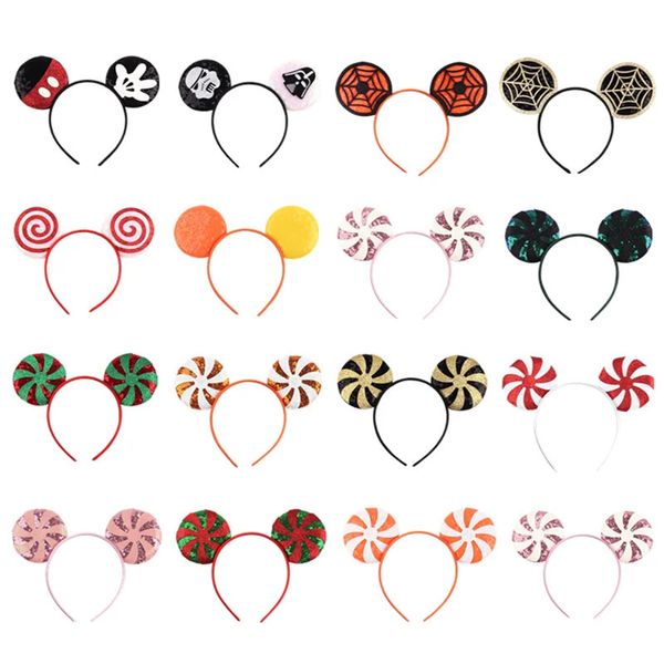 10pcs / lot en gros Lollipop Sequin Mouse Ears Bandband Festival Hairband Women Party Headwear Girls Kids Diy Hair Accessoires 240329