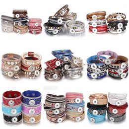 10 stks/partij Groothandel Snap Sieraden Armbanden voor Vrouwen Gevlochten Leer 18mm Snap Armband DIY Verwisselbare Drukknoop Armband 210910