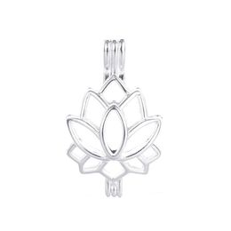 10 stks Pearl Cage Necklace hanger medaillons etherische olie diffuser lotus biedt verzilverd zilver plus je eigen parel maakt het aantrekkelijker