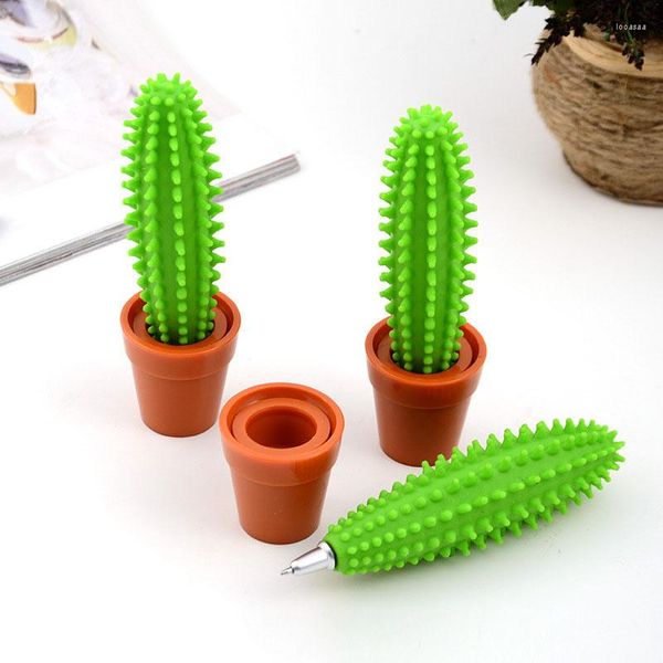 10pcs Lovely cactus ballpoint stylo de papinerie réétiverie de la papeterie de style bonsai de style bonsai baule de mode pour l'école