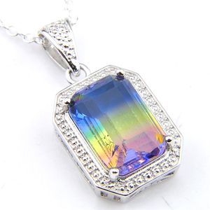 10pcs LuckyShine 4 Color Opcional Fashion Jewelry Joya Vintage Square Pendants Turmaline Gems Collares de plata Pendants Jewelry279y