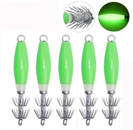 10 Uds. Anzuelo de calamar verde luminoso, anzuelo de calamar submarino con forma de gota de mar profundo, señuelo de pesca para pescar, aparejos 6390491