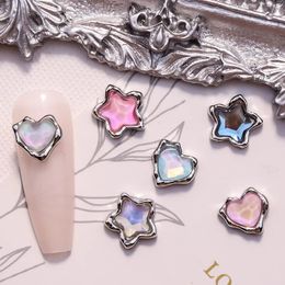 10 -stks luxe legering Love Heart Star Nail Art Rhinestone Charms Parts Sieraden Accessoires Manicure Decor Nagels Decoratie Supplies 240506