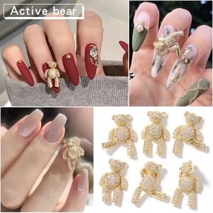 10 pièces de luxe or argenté ours alliage Zircon Nail Art cristaux ongles bijoux ongles accessoires fournitures décorations 240328