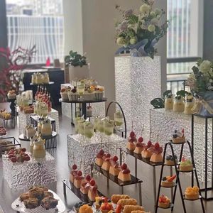 10 Uds. De postres de boda de lujo, decoración de dulces, soporte elevador de Buffet, bandejas de acrílico para fiesta, banquete, pastel, galletas, alimentos, estante de exhibición de bebidas