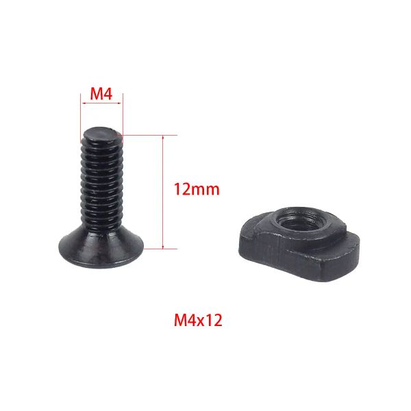 10 pcs Mlok Mlok Vis et écrous M4x12 Filetage 4 mm 12 mm Adaptateur à main Adaptateur Low Profile Rifle Accessory pour trépied