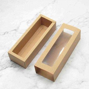 10 Uds. Cajas de PVC para macarrones con ventana transparente, caja de embalaje de papel, recipientes para galletas para el hogar, tienda de postres H1231