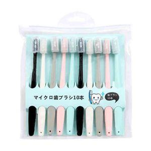 10 pièces Macaron brosse à dents propre adulte charbon de bambou dents douces nettoyage en profondeur Portable voyage dentaire soins bucco-dentaires 220513