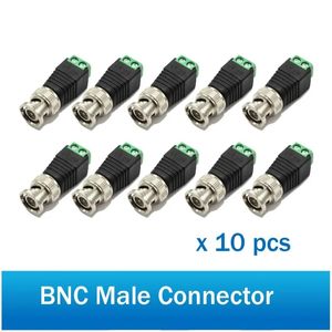 10 stks mannelijke metaal BNC -connector met DC -connectorplugschroef Terminal UTP Video Balun voor CCTV Surveillance Camera CCTV -systeem