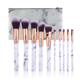 10 Stks Marmeren Patten Make-up Borstel Voor Cosmetische Poeder Stichting Oogschaduw Lip Make Up Borstels Set Beauty Tool Maquiagem Dropship