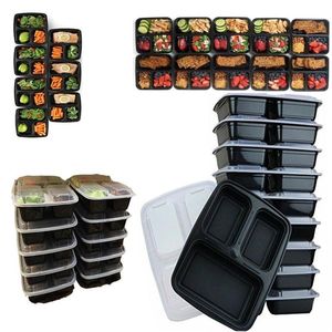 10 stuks maaltijdvoorbereidingscontainers plastic voedselopslag herbruikbare magnetronbestendige voedselcontainer met 3 compartimenten en deksel magnetronbestendig Y1116308P