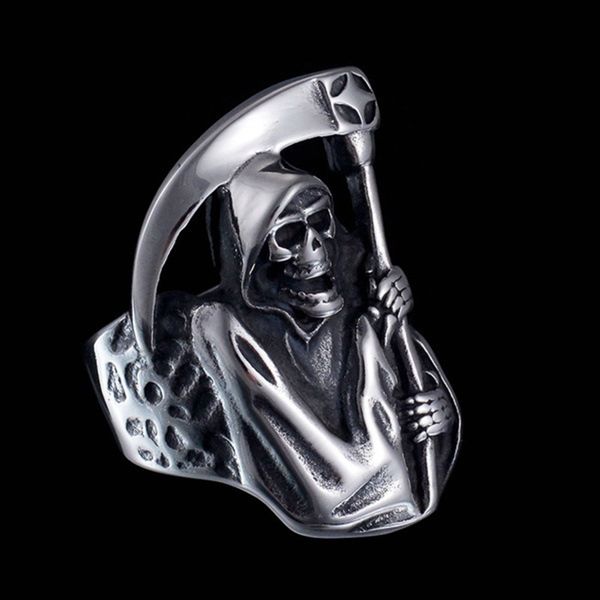 10 Uds. Anillos de calavera resistentes Vintage para hombres y niños, joyería de motociclista de fiesta Punk a la moda, anillo en forma de hoz, regalo de Halloween