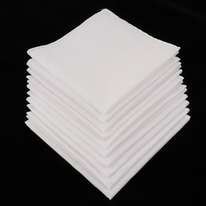 10pcs Mens White Handkerchiefs 100% Cotton Super Soft Washable Hanky Chest Towel Pocket Square 28 x 28c