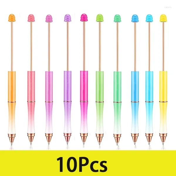 10pcs en métal perle perle perle ballpoint noire encre pour les enfants cadeaux de bureau de bureau