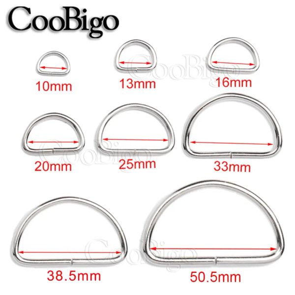 10pcs Metal D Ring Dee Boucle Boucles pour les sacs à dos extérieurs STACTS TACTIQUE COURTHE COULEUR COULEUR SILT-POUR NON PLUDE 10 20 32 38 50 MM