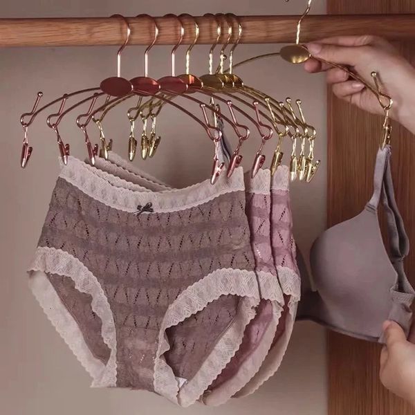 10 pièces cintre en métal doré pour sous-vêtements soutien-gorge pince à linge culottes pince cintres vêtements antidérapants étendoir garde-robe rangement organiser 240118