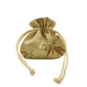 10 stks Mini Fine Chinese Stijl Lucky Bag Sachet Silk Brocade Gift Pouch Satin Gunst Tassen Trekkoord Sieraden Verpakking 8x8cm