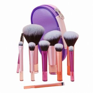 10pcs Mini pinceau de maquillage ensemble poudre fard à paupières Foundation Blush Blender Ccealer beauté maquillage outils brosse Profial G9M4 #