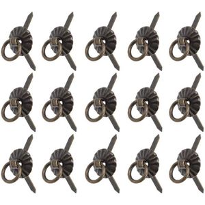 10 -stcs mini -ring trekt handvat antieke bronzen knoppen sieraden lade trekring brad bevestigingsmiddelen diy decoratief voor doos borstkast