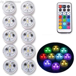 10 pièces Mini lumières LED submersibles avec télécommande bougies chauffe-plat petites lumières sous-marines lumière pour Vase de fête Fishtank bain à remous HKD230829