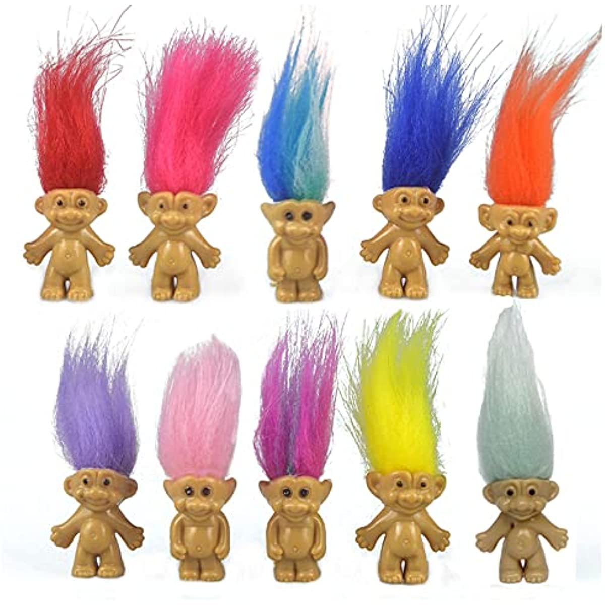 10 Stück Mini-Troll-Puppen, Spielzeug, PVC, Vintage-Trolle, Glückspuppe, Actionfiguren, Kuchendeckel, chromatisch, bezaubernd, niedliche kleine Kerle, Sammlung, Kunsthandwerk, Partygeschenke